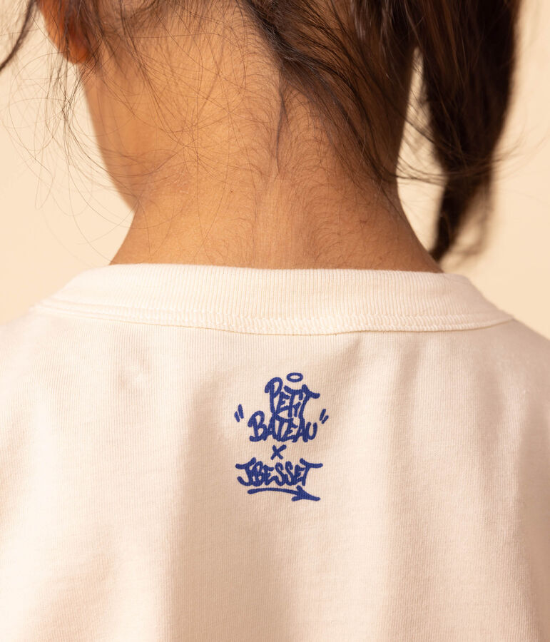 T-shirt  maniche corte in cotone bambino ecru/multicolore