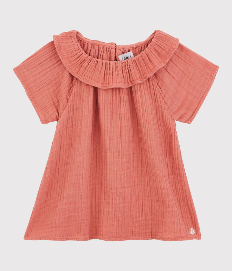 Blusa in garza di cotone bio bambina rosa PAPAYE