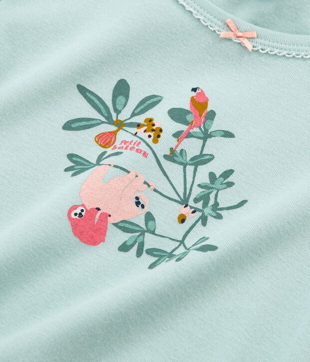 Pigiama corto bambina a costine blu