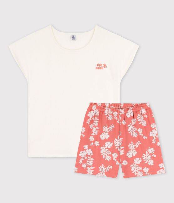 Pigiama corto bambina in cotone bianco MARSHMALLOW/ PAPAYE