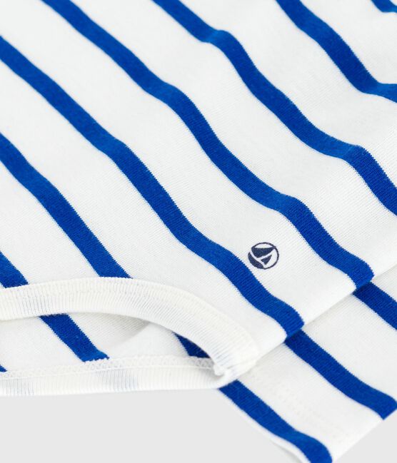 Body in cotone a righe con colletto a polo neonato blu MILK/ OLYMPIC
