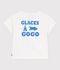 T-shirt a maniche corte in cotone con motivo di cane neonato bianco