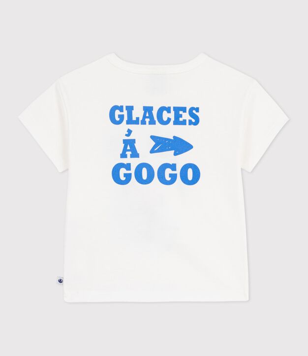 T-shirt a maniche corte in cotone con motivo di cane neonato bianco