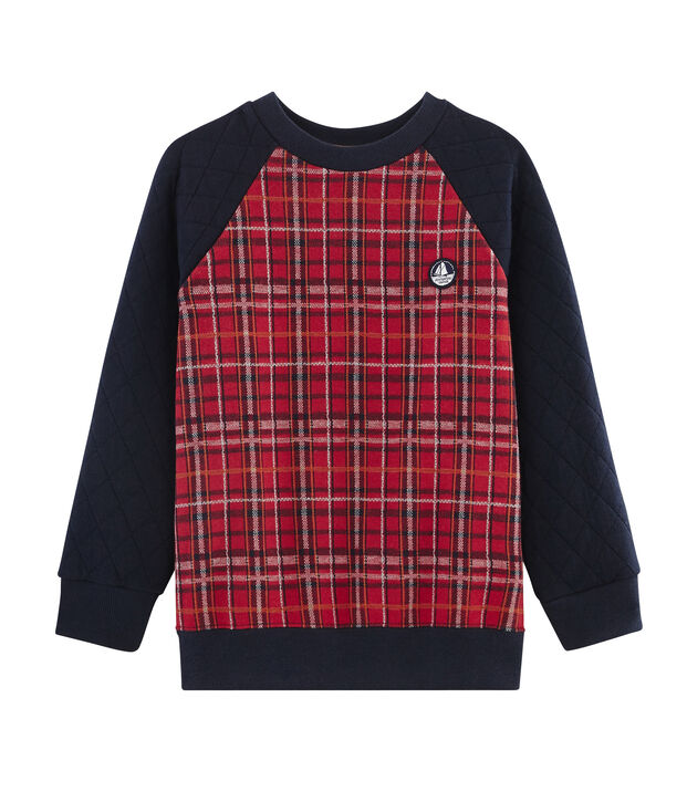 Felpa bambino rosso/blu/grigio