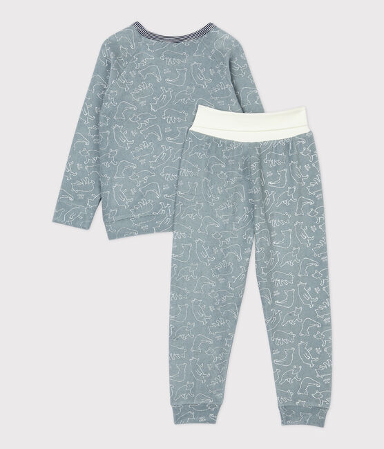 Pigiama bambina/bambino fantasia orso in spugna bouclette grattata SEDUMBLUE/ MARSHMALLOW