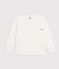 T-shirt a maniche lunghe in cotone tinta unita bambino bianco