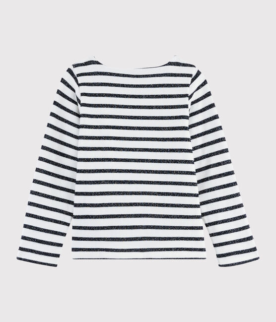 Marinière in jersey bambina bianco MARSHMALLOW/ SMOKING ARGENT BRILLANT