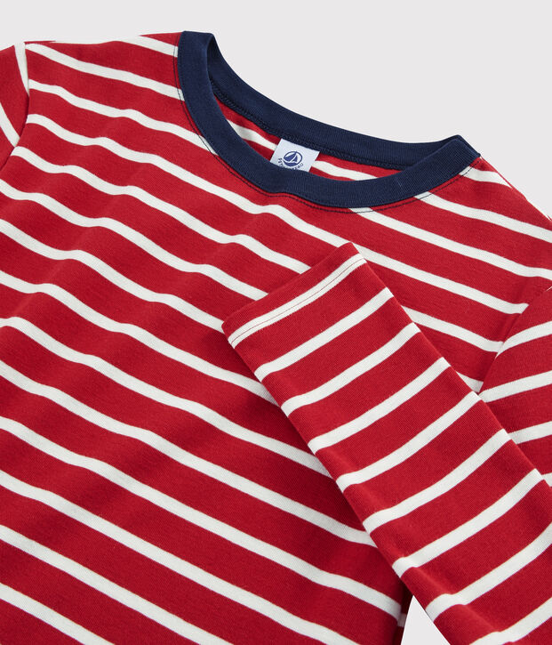 T-shirt iconica scollo rotondo Donna rosso/bianco