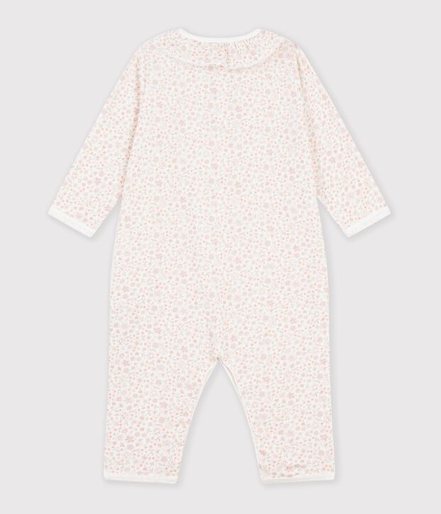 Pigiama senza piedini in cotone con colletto con stampa a fiori neonato bianco/multicolore