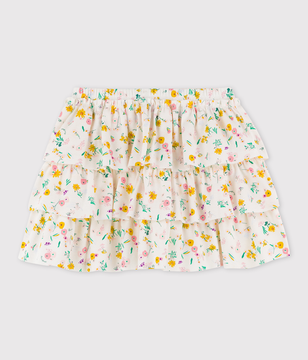 Gonna in cotone bambina bianco/multicolore