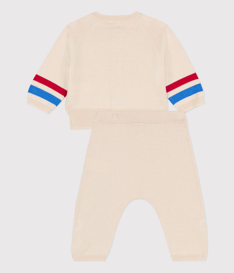 Completo beb&egrave; in tricot ecru/multicolore