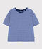 T-shirt LE BOXY in spugna di cotone rigata donna blu SURF/ AVALANCHE