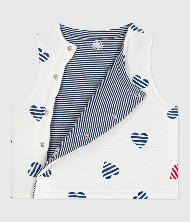 Cardigan senza maniche double face in cotone con stampa neonato rosso/rosso