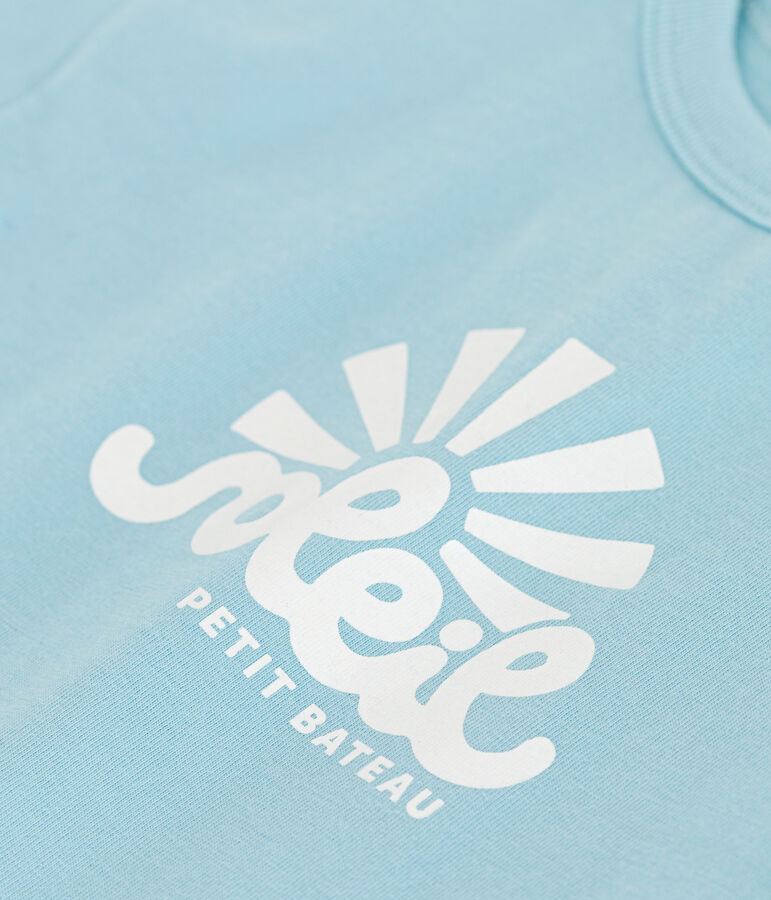 T-shirt a maniche corte in cotone tinta unita neonato blu