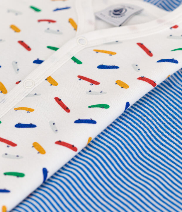 Confezione di 2 tute corte in cotone beb&egrave; multicolore