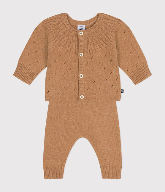 Set 2 pezzi in maglia neonato marrone CUIVRE