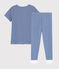Pigiama millerighe blu bambino in cotone blu SURF/bianco MARSHMALLOW