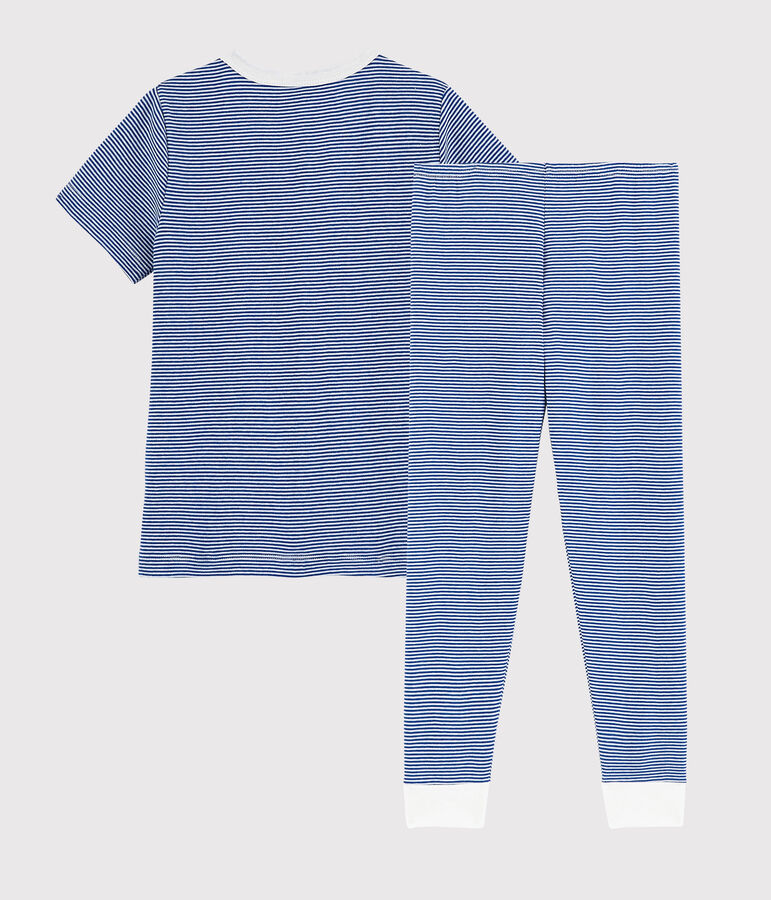 Pigiama millerighe blu bambino in cotone blu/bianco