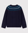 Cardigan bambina in lana e cotone blu SMOKING/bianco MULTICO