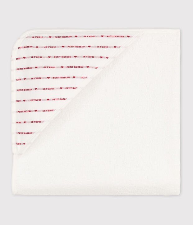 Asciugamano quadrato da bagno in cotone per neonati bianco/rosso