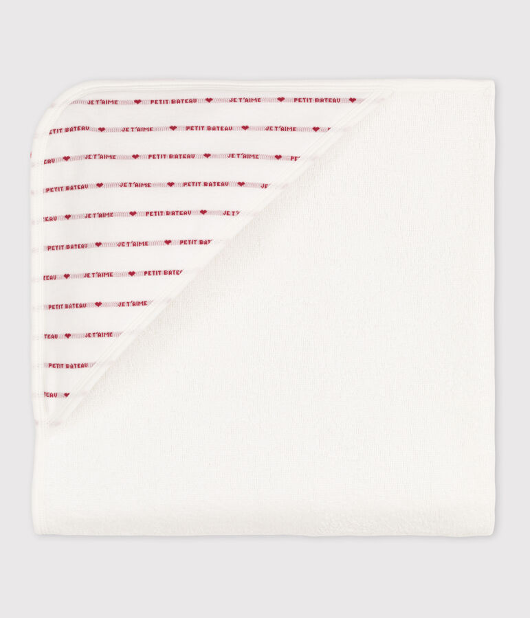 Asciugamano quadrato da bagno in cotone per neonati bianco/rosso