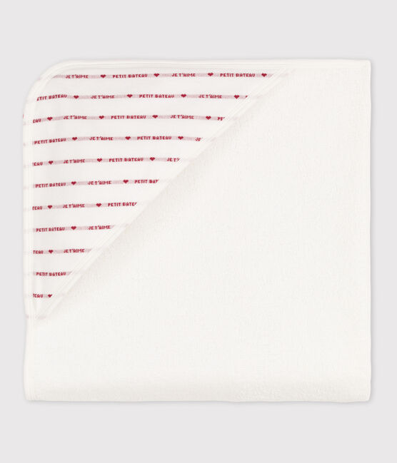 Asciugamano quadrato da bagno in cotone per neonati bianco MARSHMALLOW/rosso TERKUIT