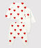Completo 3 pezzi bebè in cotone biologico a cuori bianco MARSHMALLOW/rosso TERKUIT