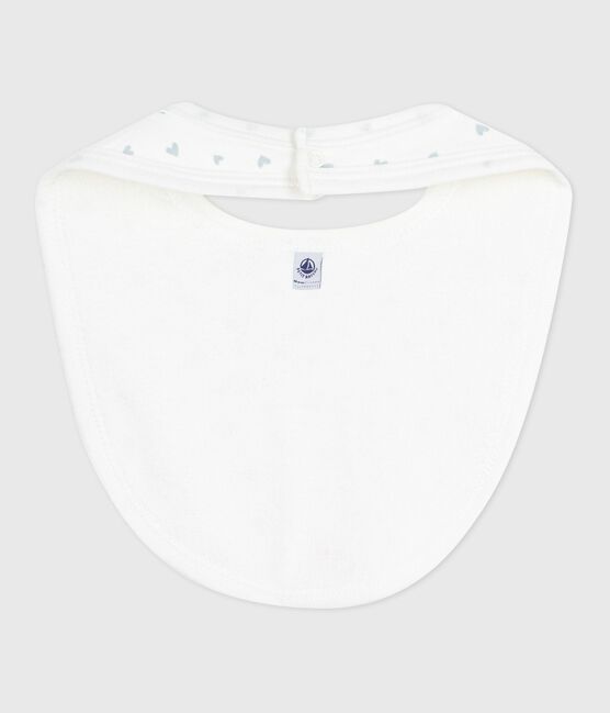 Bavaglino nascita in cotone con stampa blu MARSHMALLOW/bianco GOMME