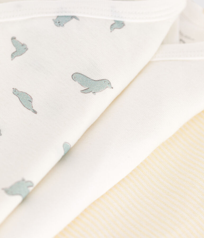 Set da 3 body incrociati a maniche corte in cotone con stampa neonato multicolore