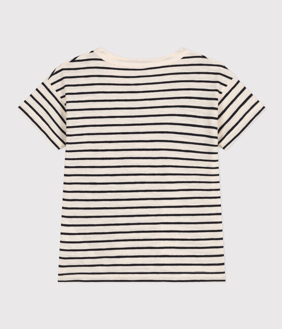 T-shirt rigata in jersey fiammato bambino bianco AVALANCHE/blu SMOKING