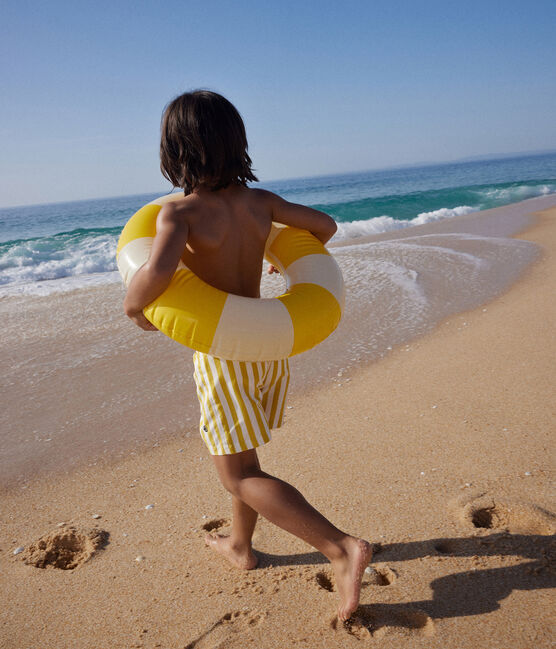 Shorts da mare stampato a righe bambino giallo MARSHMALLOW/ NECTAR