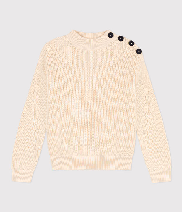 Maglione a costa inglese in cotone donna ecru