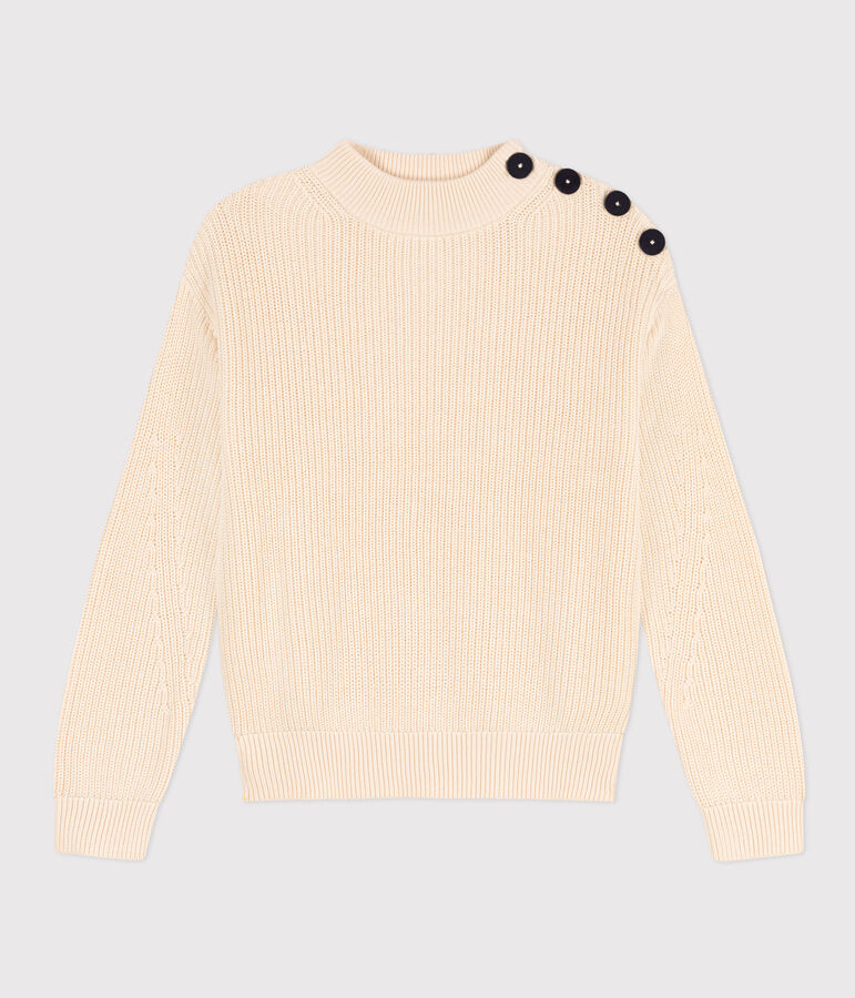 Maglione a costa inglese in cotone donna ecru