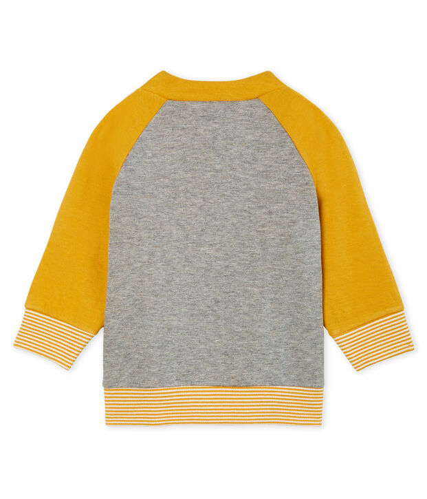 Cardigan zippato beb&egrave; maschio in tubique grigio/giallo
