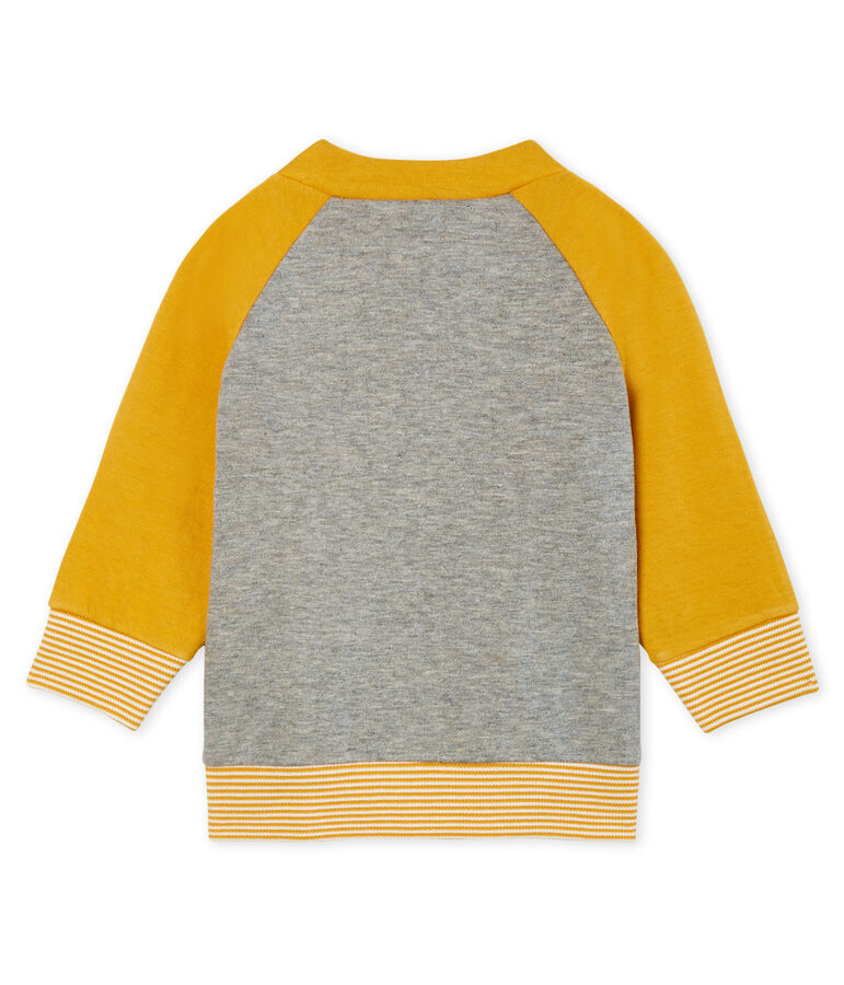 Cardigan zippato beb&egrave; maschio in tubique grigio/giallo