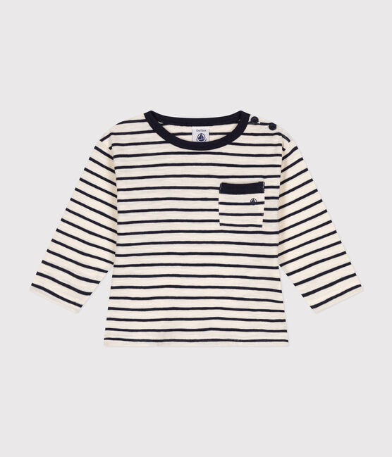 T-shirt bebè a maniche lunghe in jersey bianco AVALANCHE/blu SMOKING