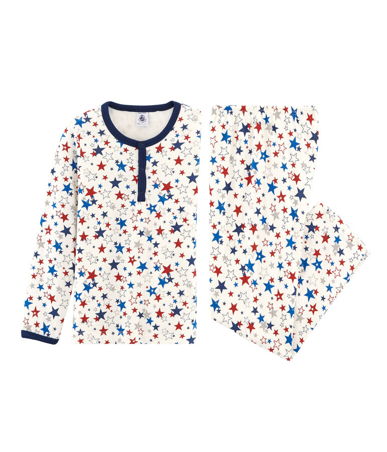 Pigiama bambino in tubique bianco MARSHMALLOW/bianco MULTICO