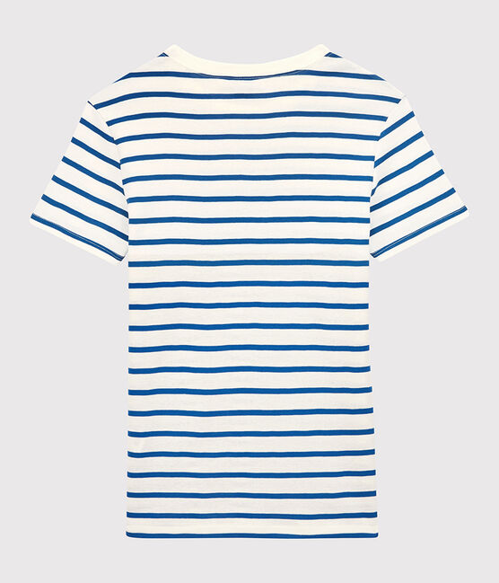 T-shirt L'ICONIQUE girocollo in cotone bio donna bianco MARSHMALLOW/blu DELFT