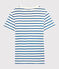 T-shirt L'ICONIQUE girocollo in cotone bio donna bianco MARSHMALLOW/blu DELFT