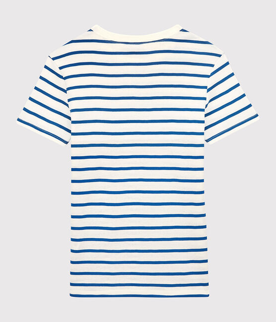 T-shirt L'ICONIQUE girocollo in cotone bio donna bianco MARSHMALLOW/blu DELFT