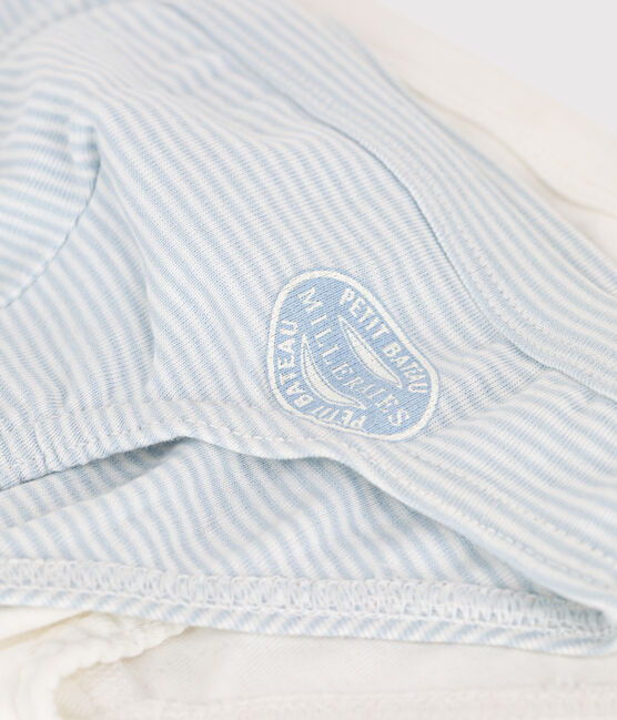 Confezione da 2 slip di cotone per bimbi, con fantasia millerighe variante 1