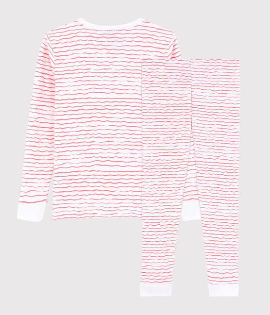 Pigiama snugfit fantasia onde rosa bambina in cotone bianco MARSHMALLOW/rosa GRETEL