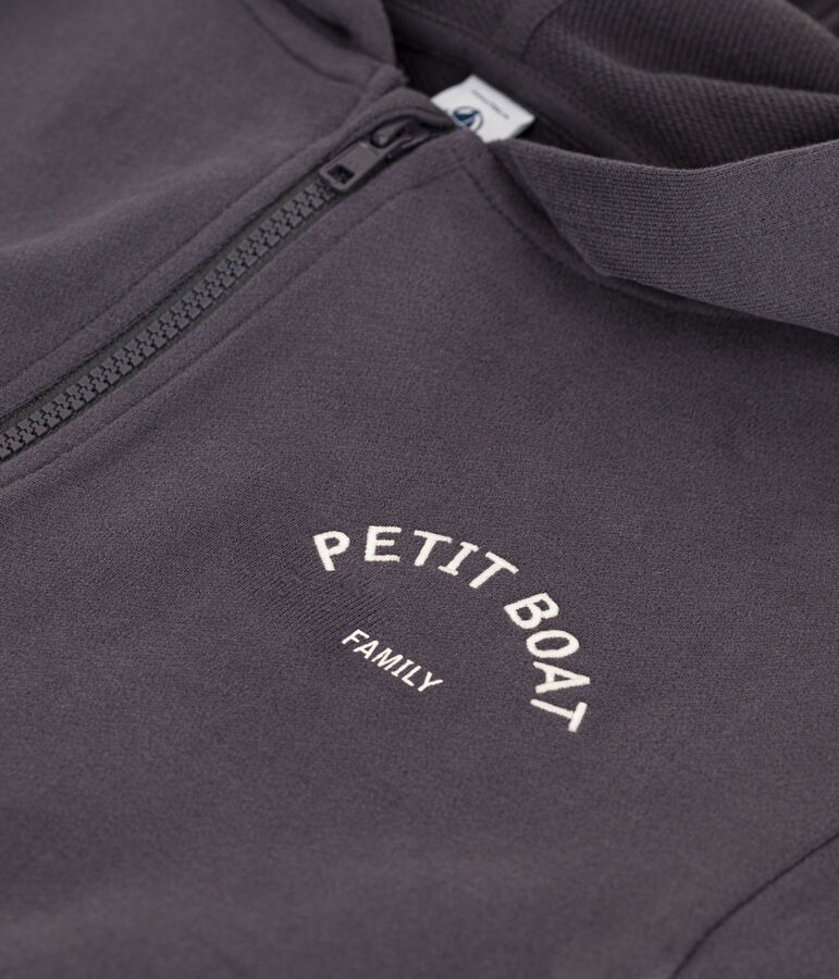 Felpa petit Boat con zip e cappuccio bambino grigio