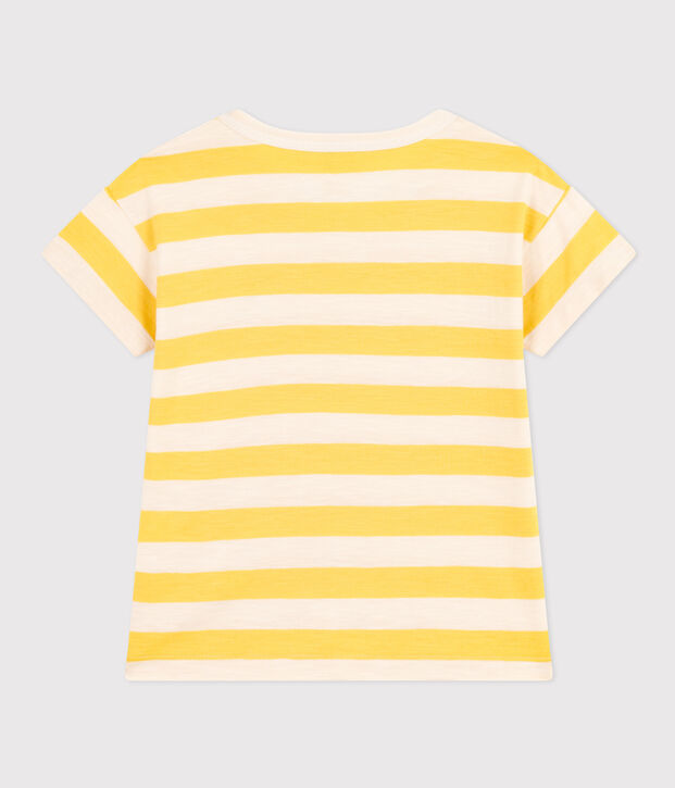 T-shirt rigata in jersey fiammato bambino giallo/ecru
