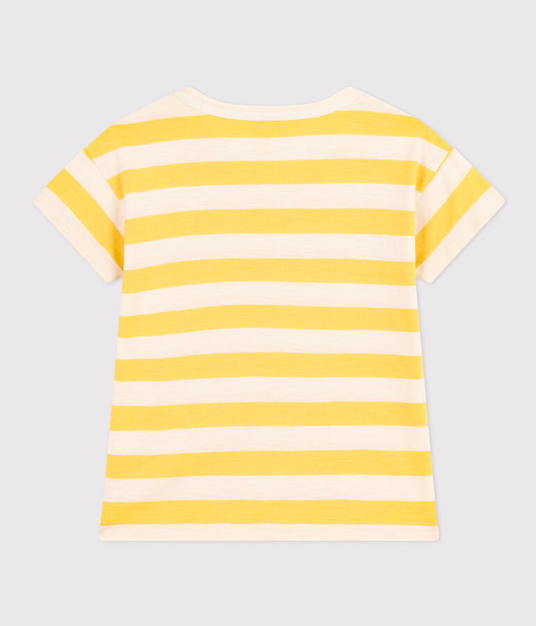 T-shirt rigata in jersey fiammato bambino giallo/ecru