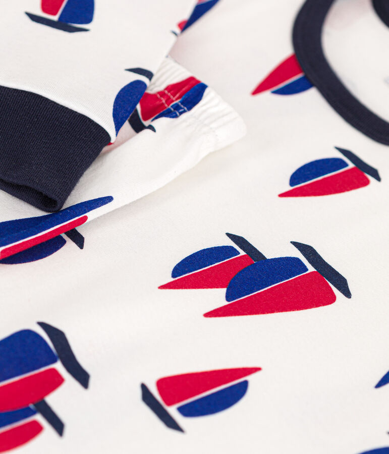 Pigiama in cotone con barchette stampate junior bianco MARSHMALLOW/bianco MULTICO