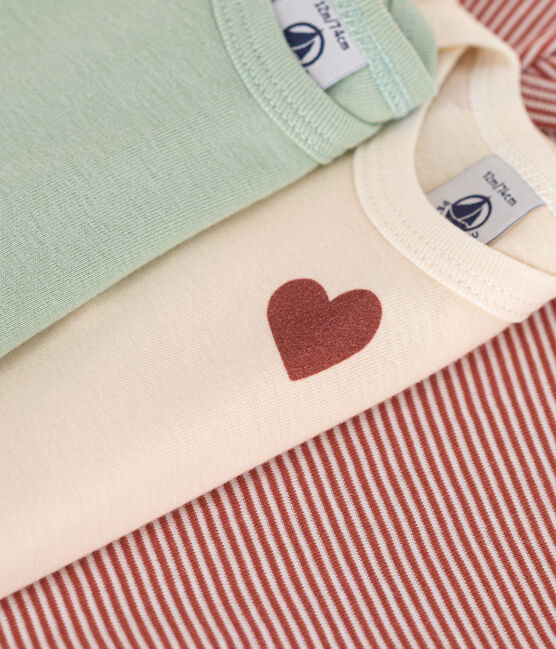Confezione da 3 body a manica corta bebè in cotone tre cuori variante 1