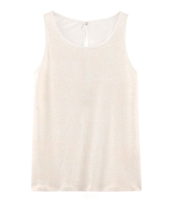 Canottiera donna in lino cangiante bianco MARSHMALLOW/rosa COPPER