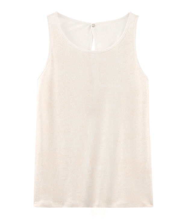 Canottiera donna in lino cangiante bianco/rosa