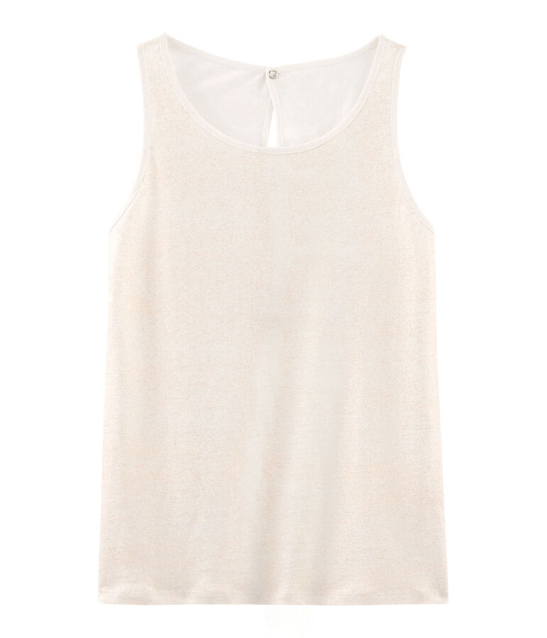 Canottiera donna in lino cangiante bianco/rosa